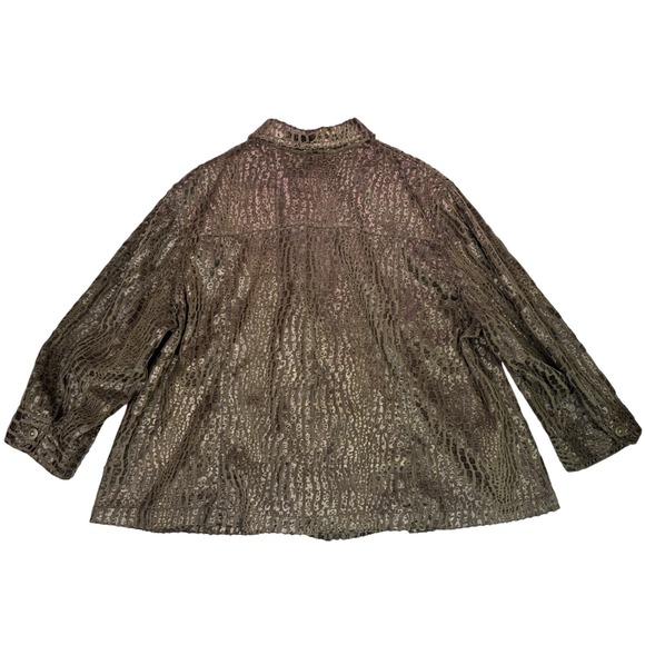 Ruby Rd Snake Print Animal Print Zip Up Jacket Olive/Brown Lightweight Size 22W - Picture 4 of 11